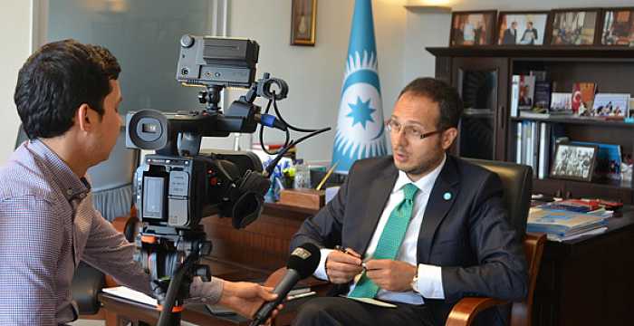 The Secretary General of the Turkic Council Ambassador Ramil Hasanov has given an interview to the representative of 24KZ Television Channel in Istanbul Erzhan Zhunisov on 04 April 2015.