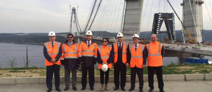 The Minister and head of delegations which attended the Third Meeting of Turkic Council Ministers of Transport visited one of the important pillars of Central Transport Corridor Yavuz Sultan Selim bridge.