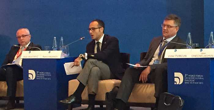 Ambassador Ramil Hasanov participated at the plenary session of the 3rd World Forum on Intercultural Dialogue on 19 May 2015. 