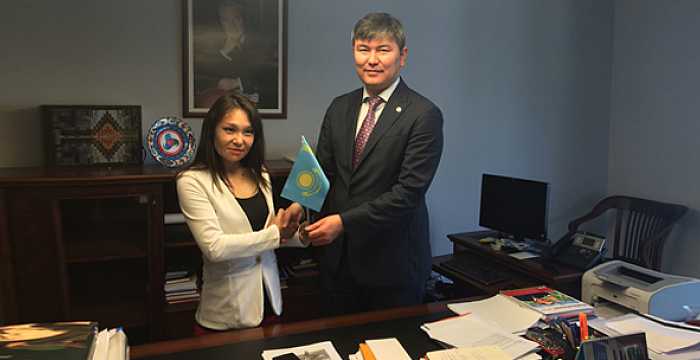 Naziya Joyamergen, President of Kazakhstan based Turkic Speaking Fund of Journalists visited Abzal Saparbekuly, Deputy Secretary General of the Turkic Council 