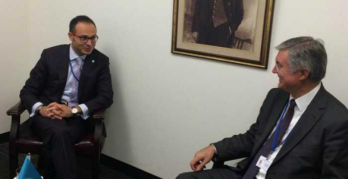 The Secretary General of the Turkic Council Ambassador Ramil Hasanov met with the Secretary General of the Economic Cooperation Organization Ambassador Halil İbrahim Akça on 28 September 2015 in New York. 