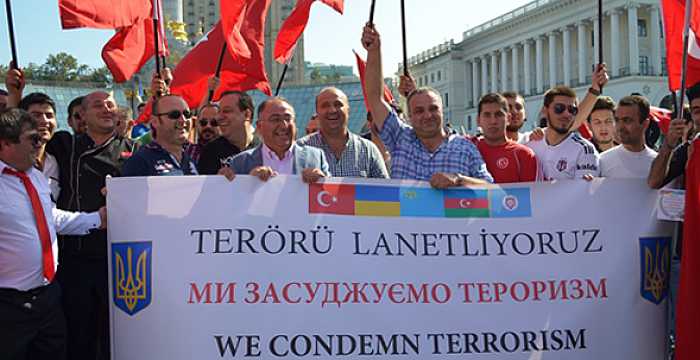 Turkish and Azerbaijani Diaspora Held `No to Terrorism walk` in Kiev.