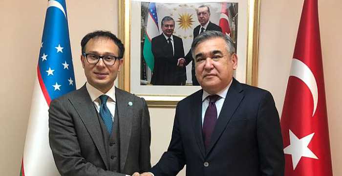 Turkic Council Secretary General, Ambassador Ramil Hasanov along with a delegation paid a visit today (2 April 2018) to the Ambassador of the Republic of Uzbekistan to the Republic of Turkey, H.E. Alisher Agzamhodjaev. 