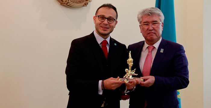 Secretary General of the Turkic Council Ambassador Ramil Hasanov met with Arystanbek Mukhamediuly, Minister of Sports and Culture of the Republic of Kazakhstan.