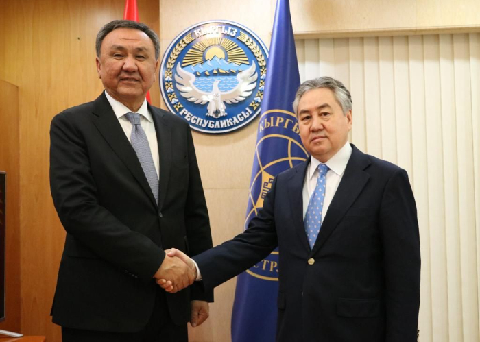 Minister of Foreign Affairs of the Kyrgyz Republic H.E. Jeenbek Kulubaev met with the newly appointed OTS Secretary General Kubanychbek Omuraliev.