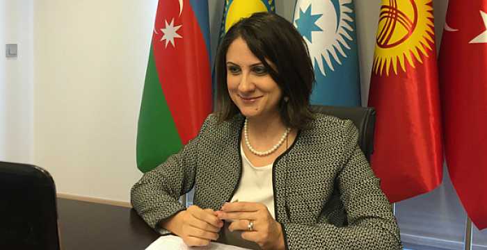 The message of the Secretary General of the Turkic Council Ambassador Ramil Hasanov for the conference at Al Farabi University was conveyed by the Project Director of the Turkic Council Mrs. Pelin Musabay. 