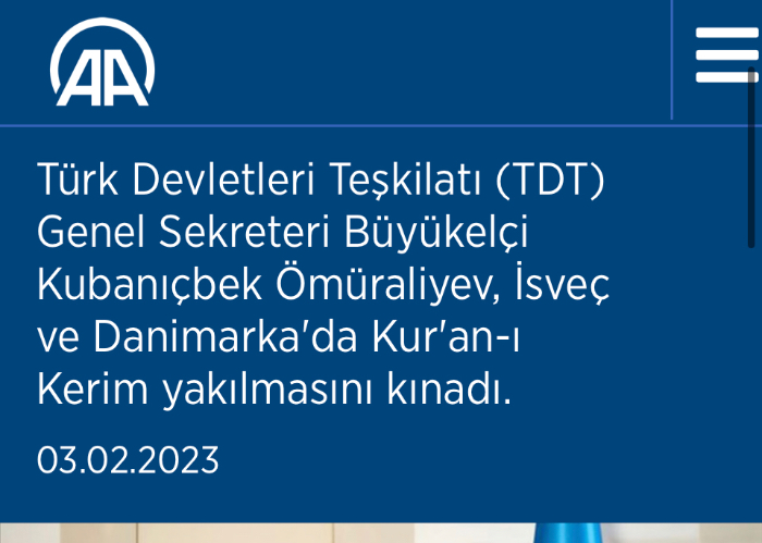 OTS Secretary General answered a question regarding the burning of the Holy Quran in Sweden and Denmark during his interview to AA.