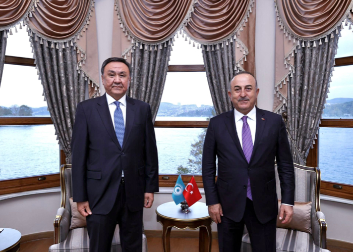 Minister of Foreign Affairs of the Republic of Türkiye H.E. Mevlüt Çavuşoğlu met with the Secretary General of the Organization of Turkic States Ambassador Kubanychbek Omuraliev